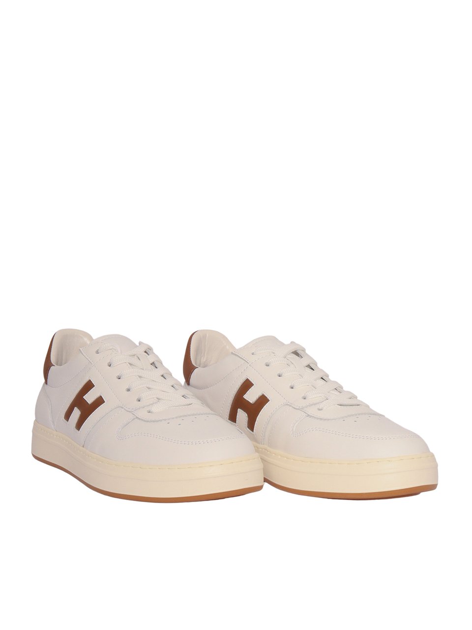 HOGAN H668 Contrast Leather Logo Sneakers Neutraal