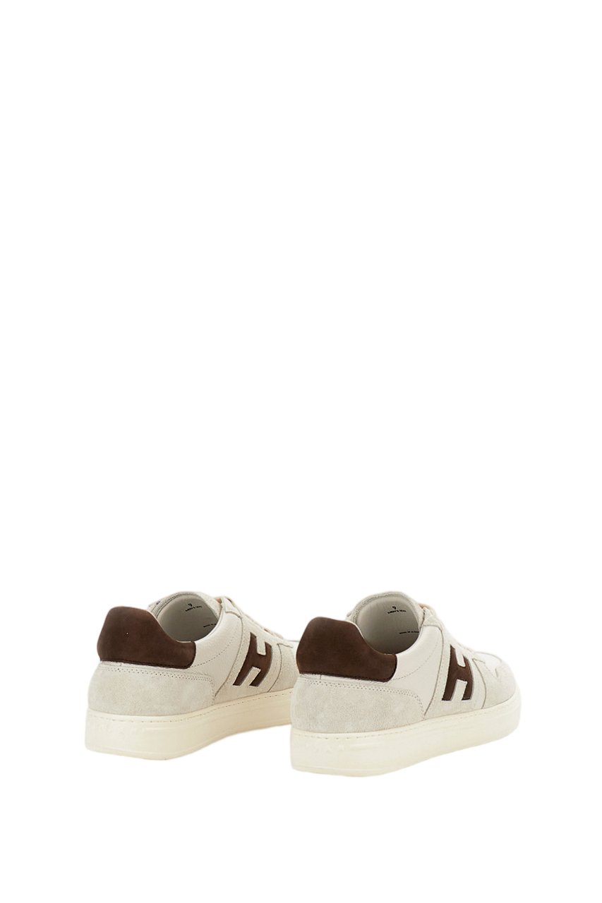 HOGAN White Leather Suede Inserts Sneakers Wit
