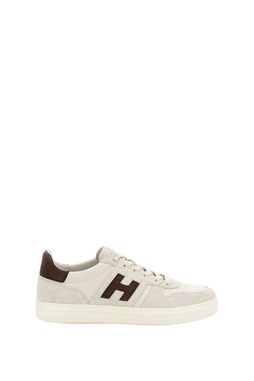 HOGAN White Leather Suede Inserts Sneakers Wit