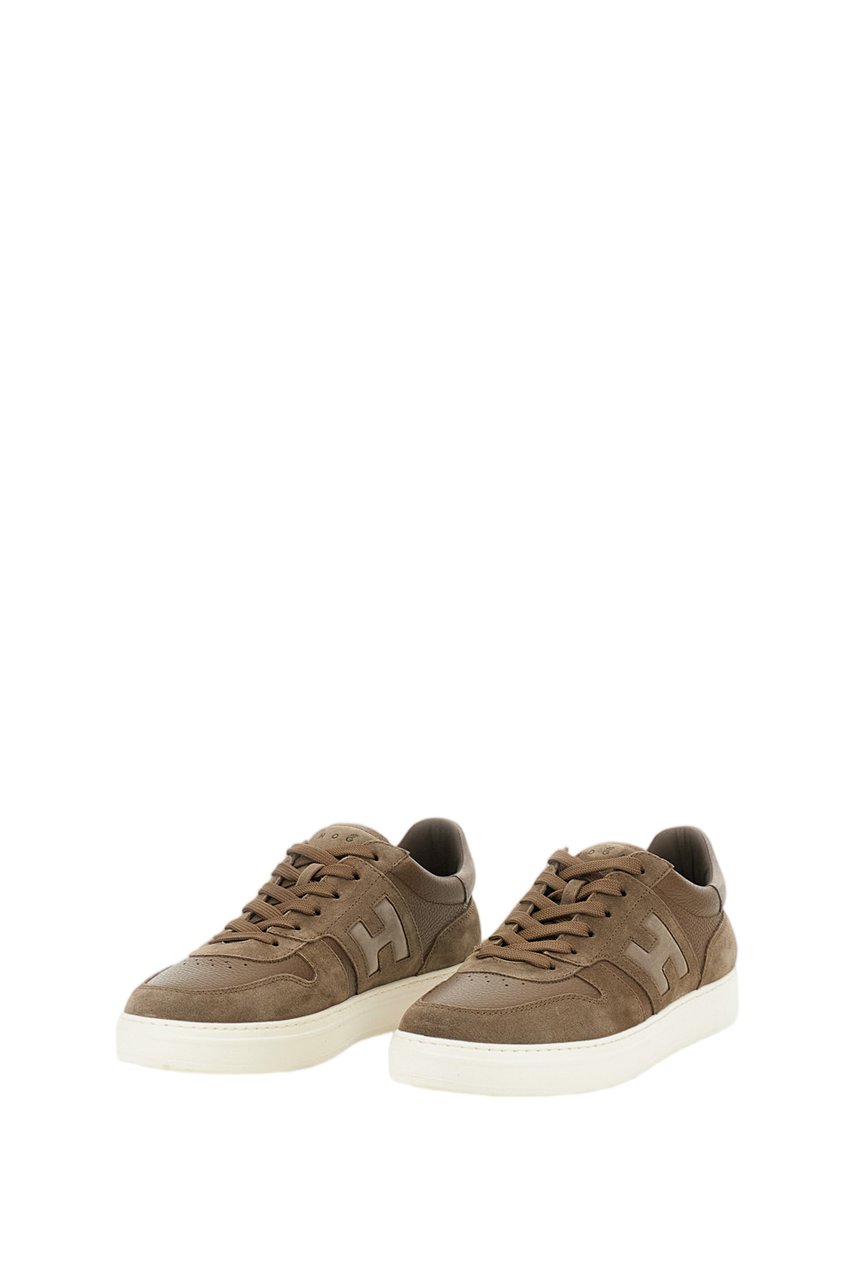 HOGAN Green Leather Suede Inserts Sneakers Bruin