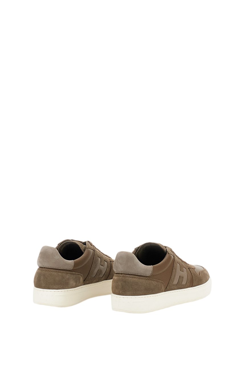 HOGAN Green Leather Suede Inserts Sneakers Bruin