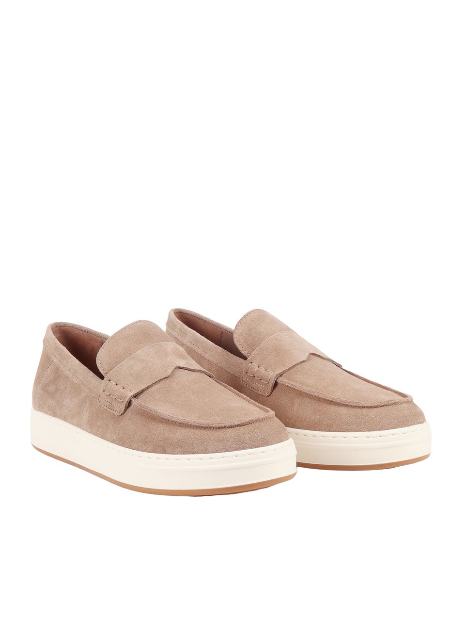 HOGAN Calfskin Suede Modern Sole Loafers Neutraal