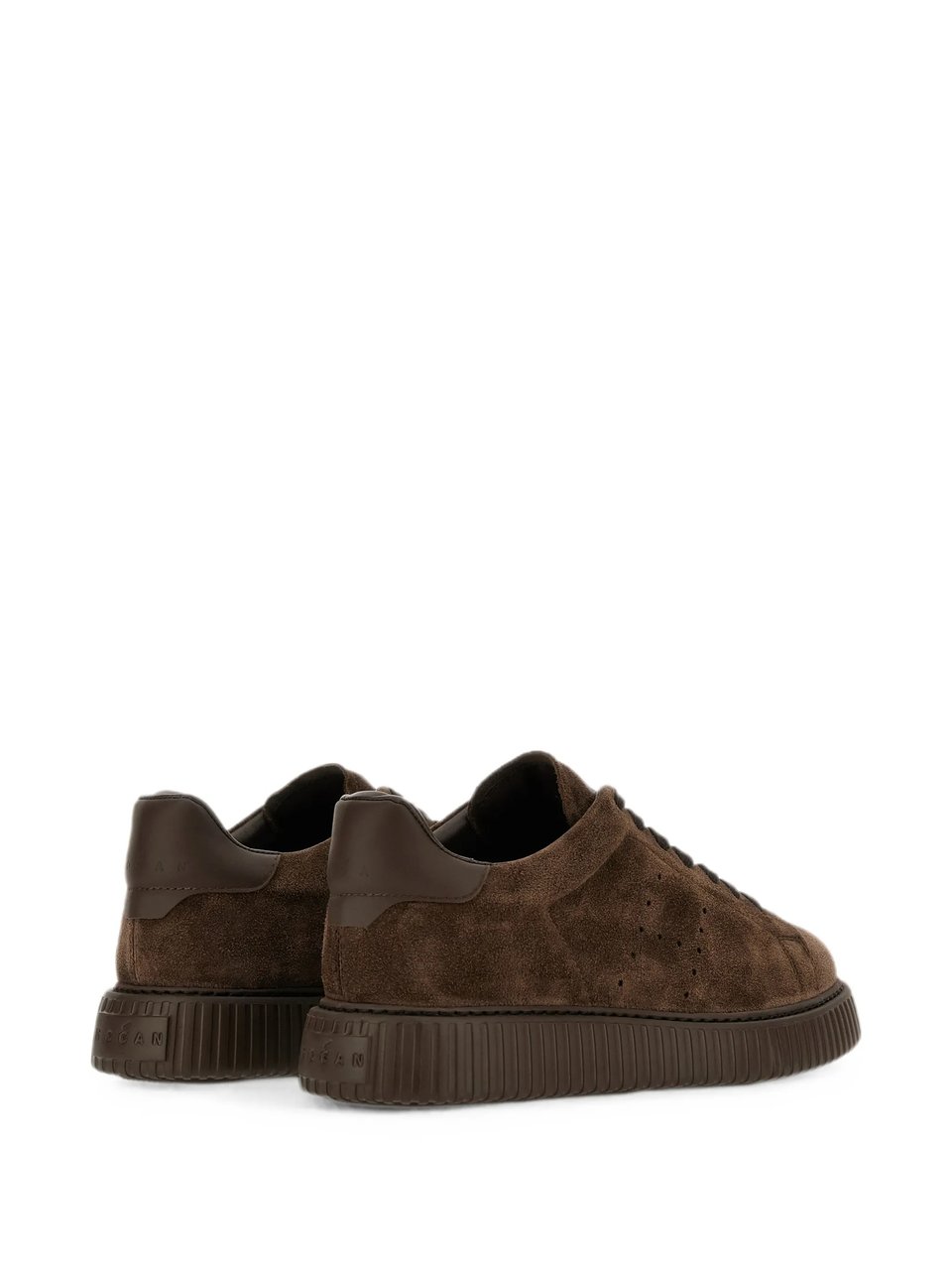 HOGAN Brown Suede Low-Top Sneakers With Perforated Detailing Bruin