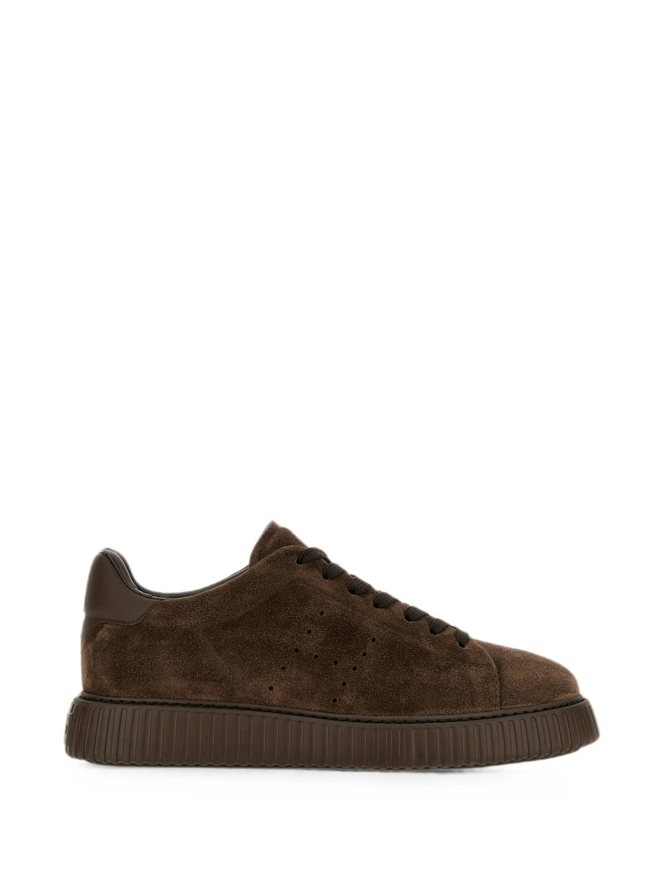 HOGAN Brown Suede Low-Top Sneakers With Perforated Detailing Bruin