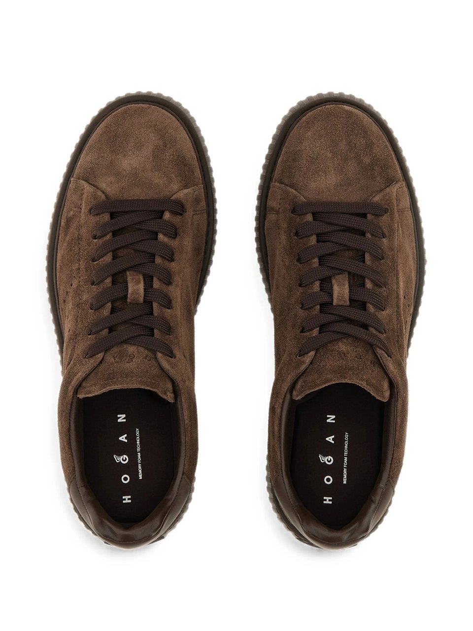 HOGAN Brown Suede Low-Top Sneakers With Perforated Detailing Bruin
