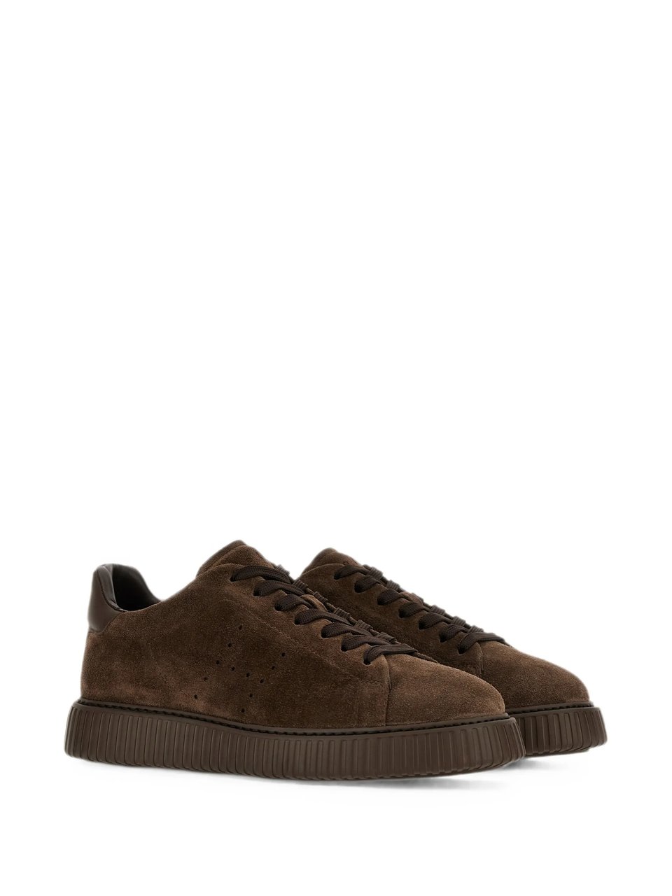 HOGAN Brown Suede Low-Top Sneakers With Perforated Detailing Bruin