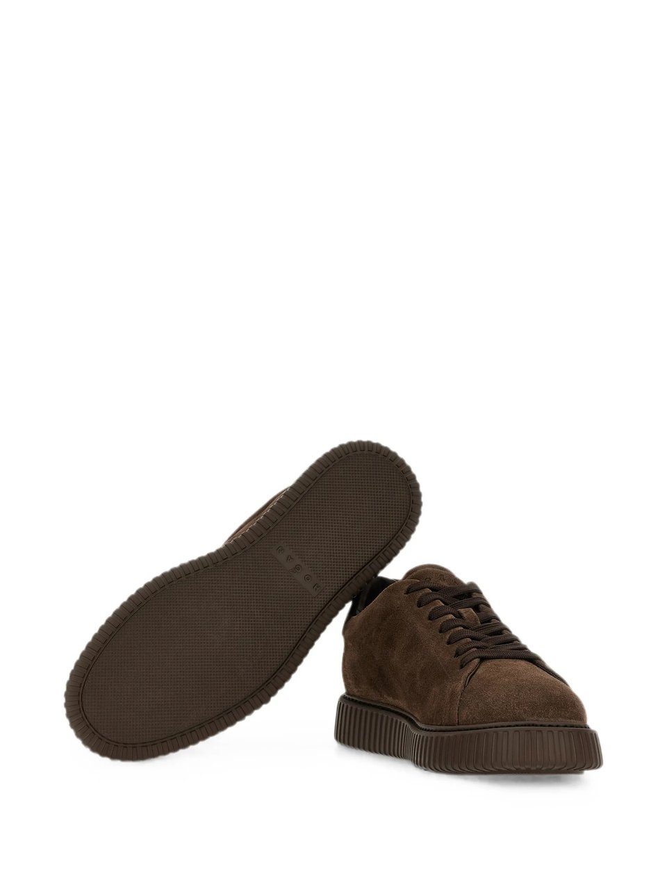 HOGAN Brown Suede Low-Top Sneakers With Perforated Detailing Bruin