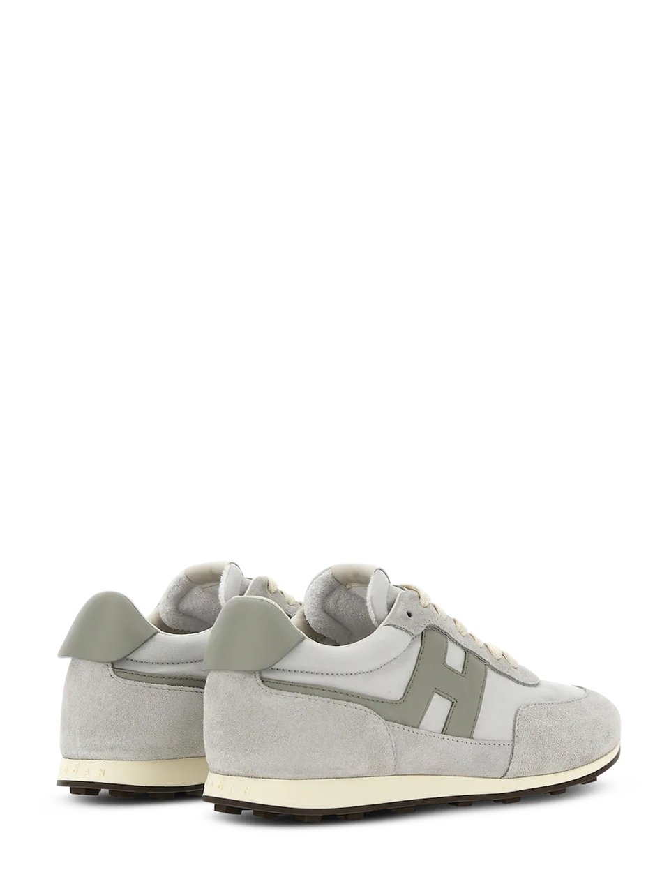 HOGAN Low-Profile Sneakers with Suede and Smooth Texture Grijs
