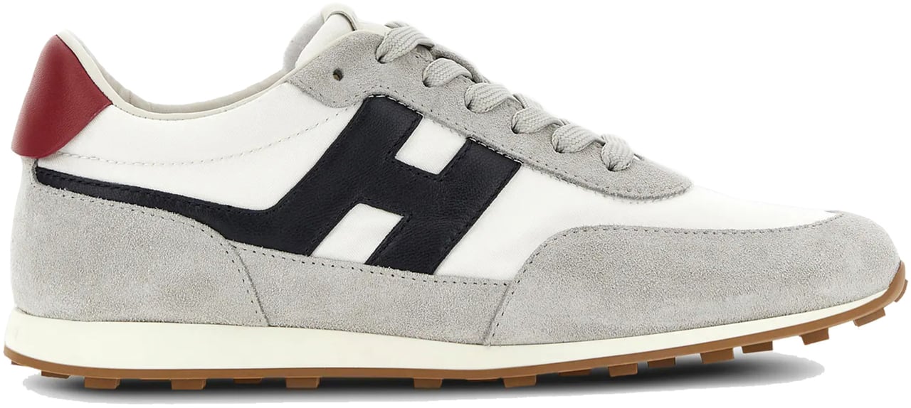 HOGAN Grey Low-Top Suede White Panel Sneakers Wit