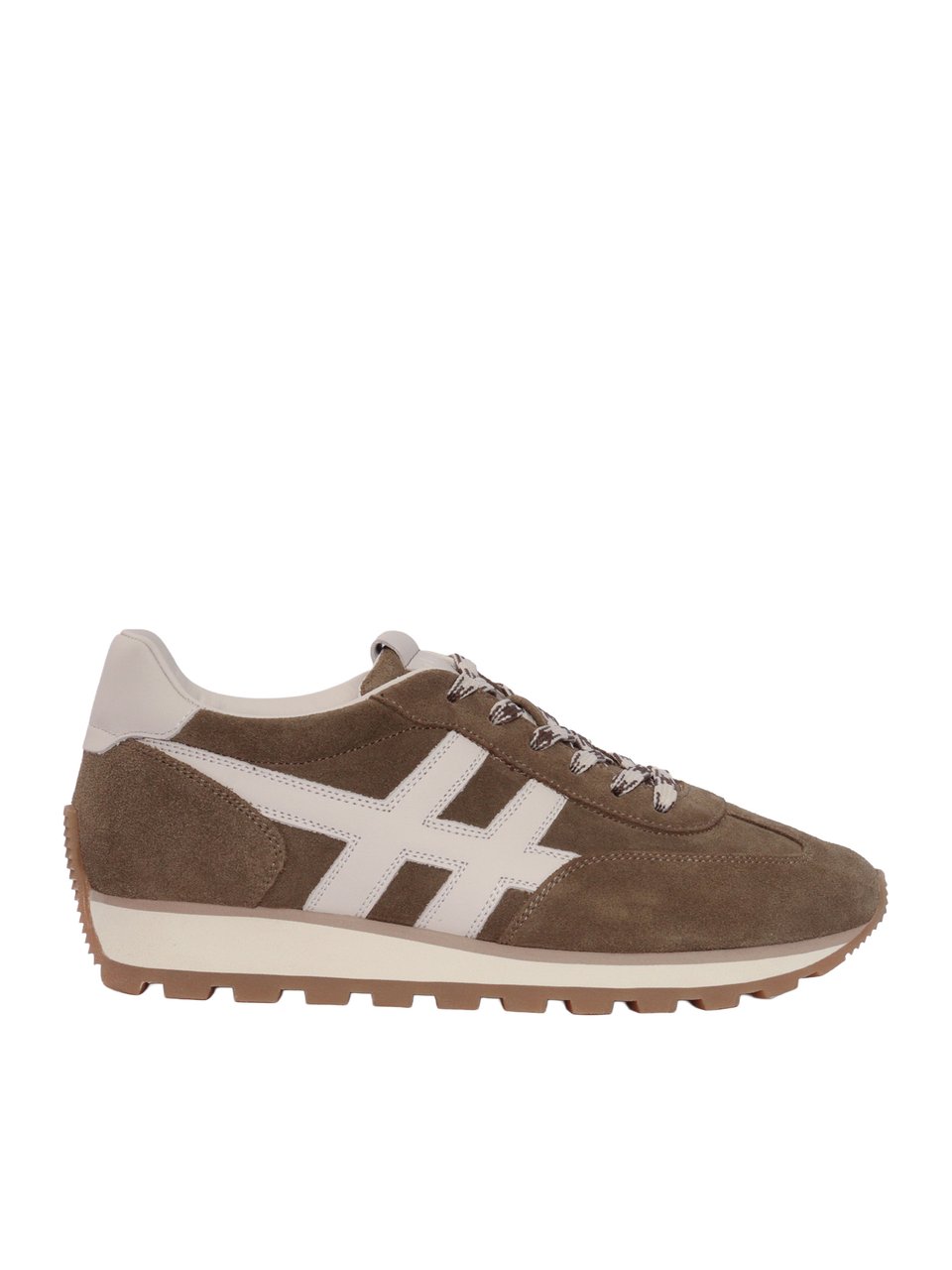 HOGAN H701 Calfskin Suede Contrasting Sneakers Grijs