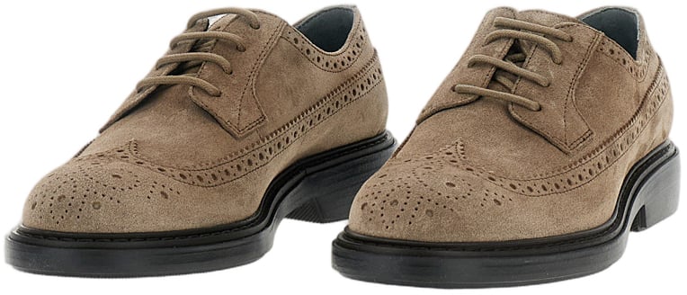 HOGAN Derby Lace-Up Shoes with Broguing and Wingtip Detailing Bruin