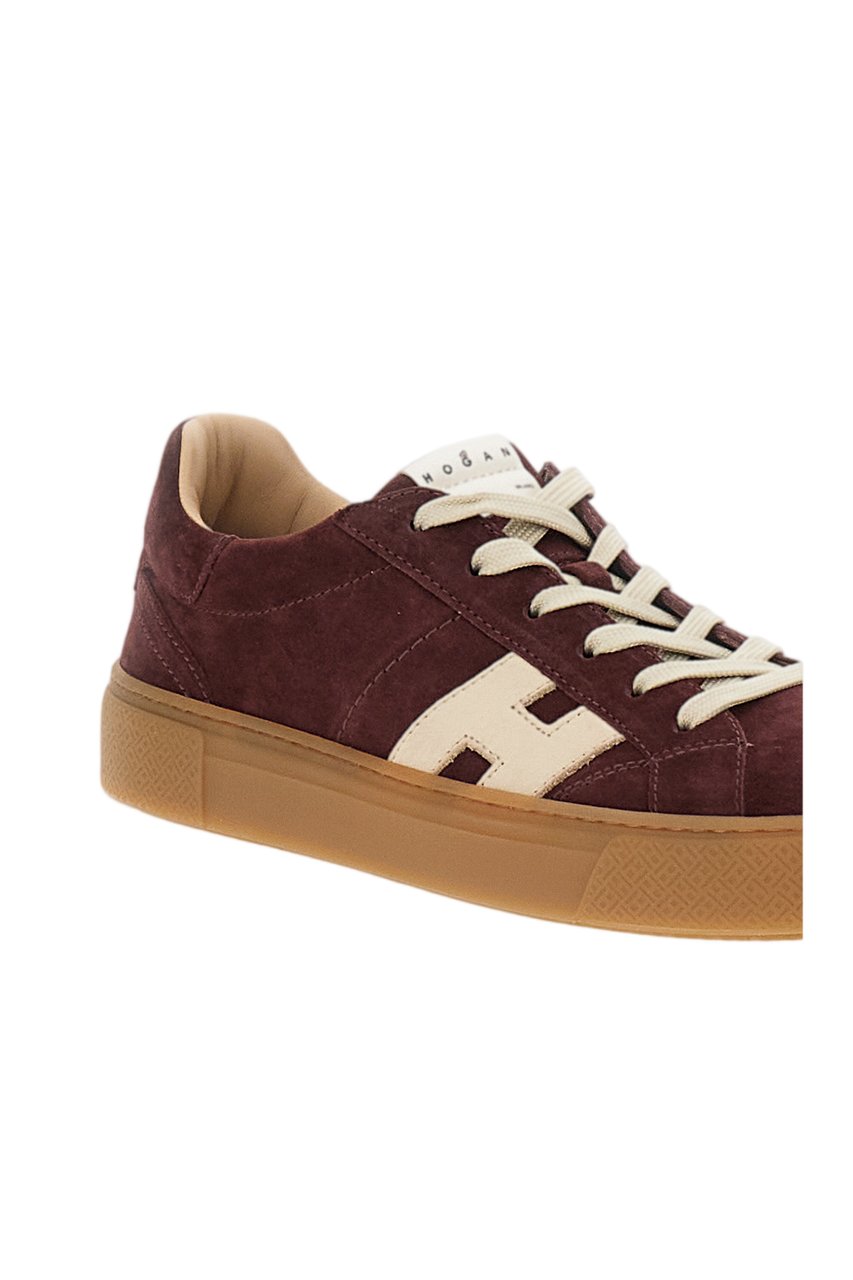 HOGAN Bordeaux Suede Leather Skater Sneakers Maroon