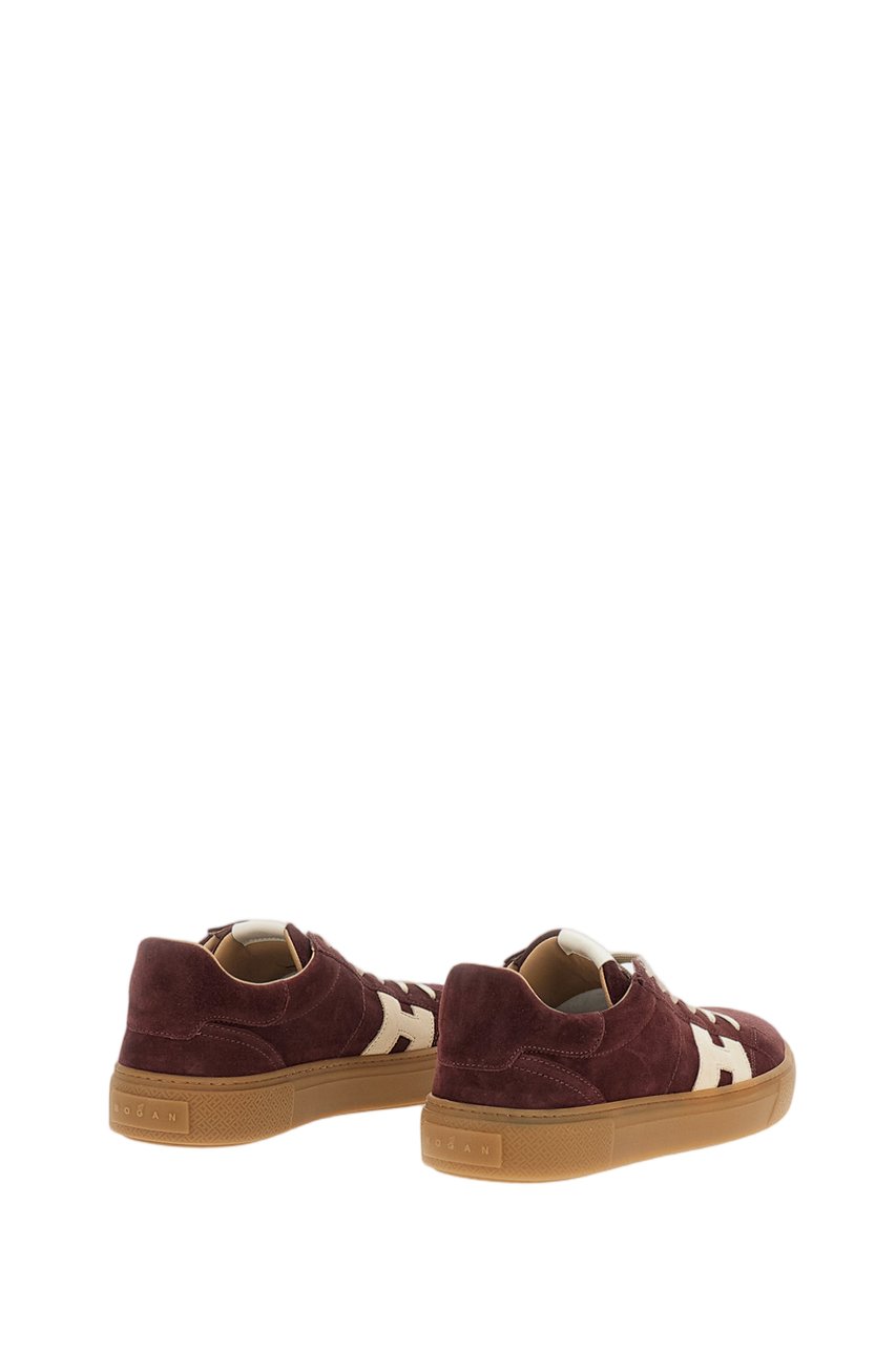 HOGAN Bordeaux Suede Leather Skater Sneakers Maroon