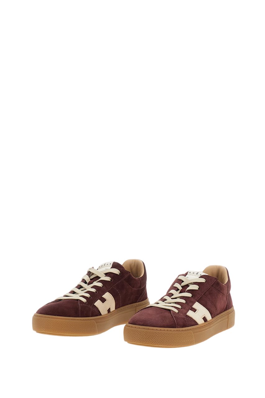 HOGAN Bordeaux Suede Leather Skater Sneakers Maroon