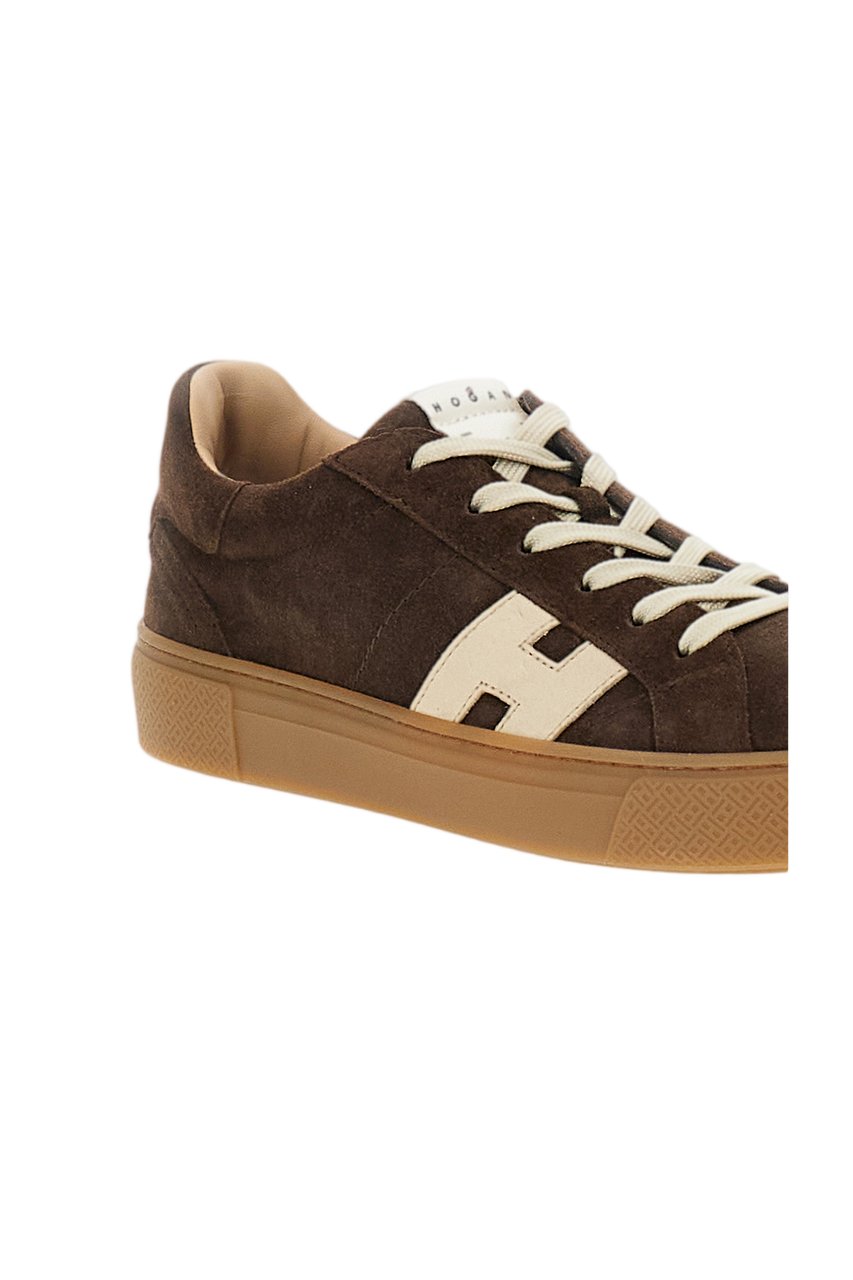HOGAN Brown Suede Leather Skater Sneakers Bruin