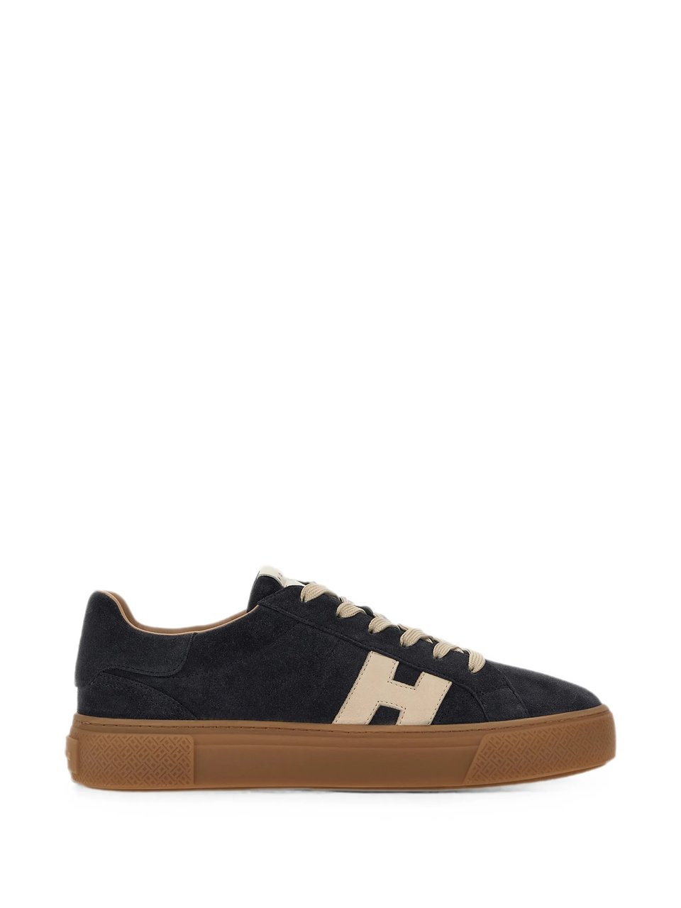 HOGAN Low-Top Navy Suede Sneakers With Beige Accents And Textured Sole Bruin