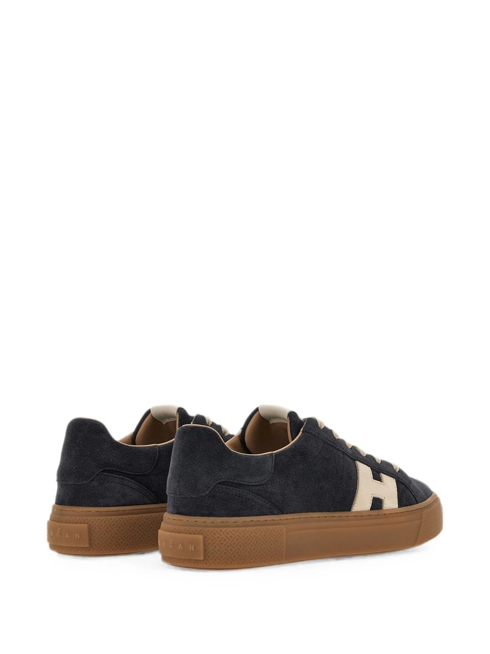 HOGAN Low-Top Navy Suede Sneakers With Beige Accents And Textured Sole Bruin
