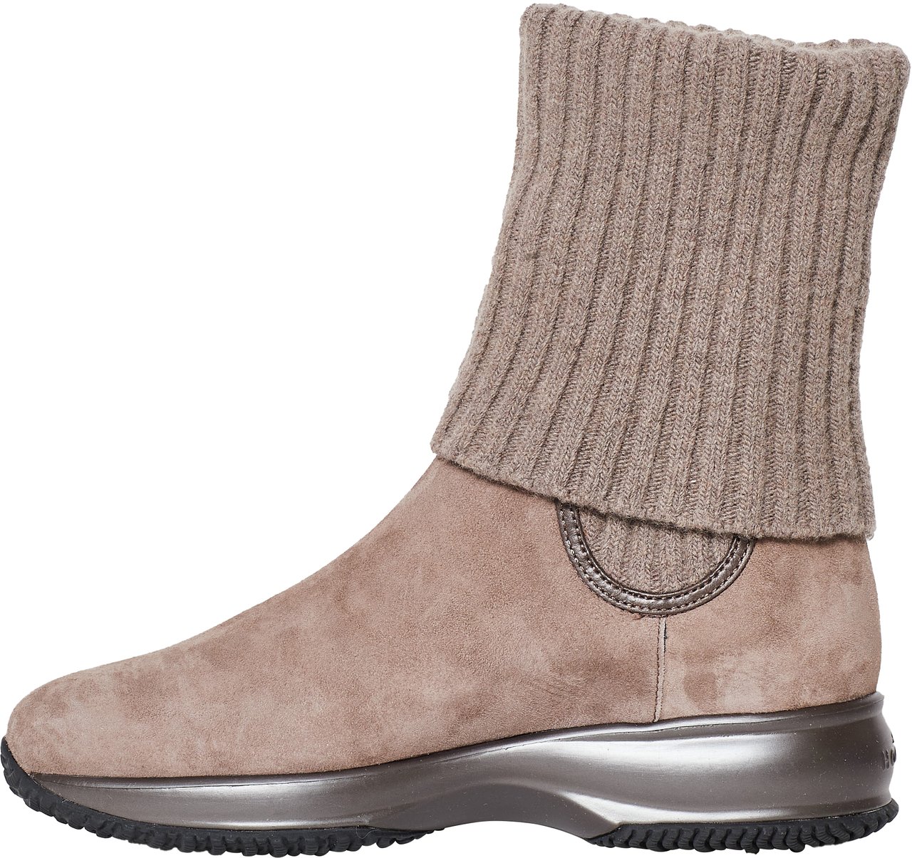 HOGAN Stivaletto in suede con gamba in maglia elastica Beige