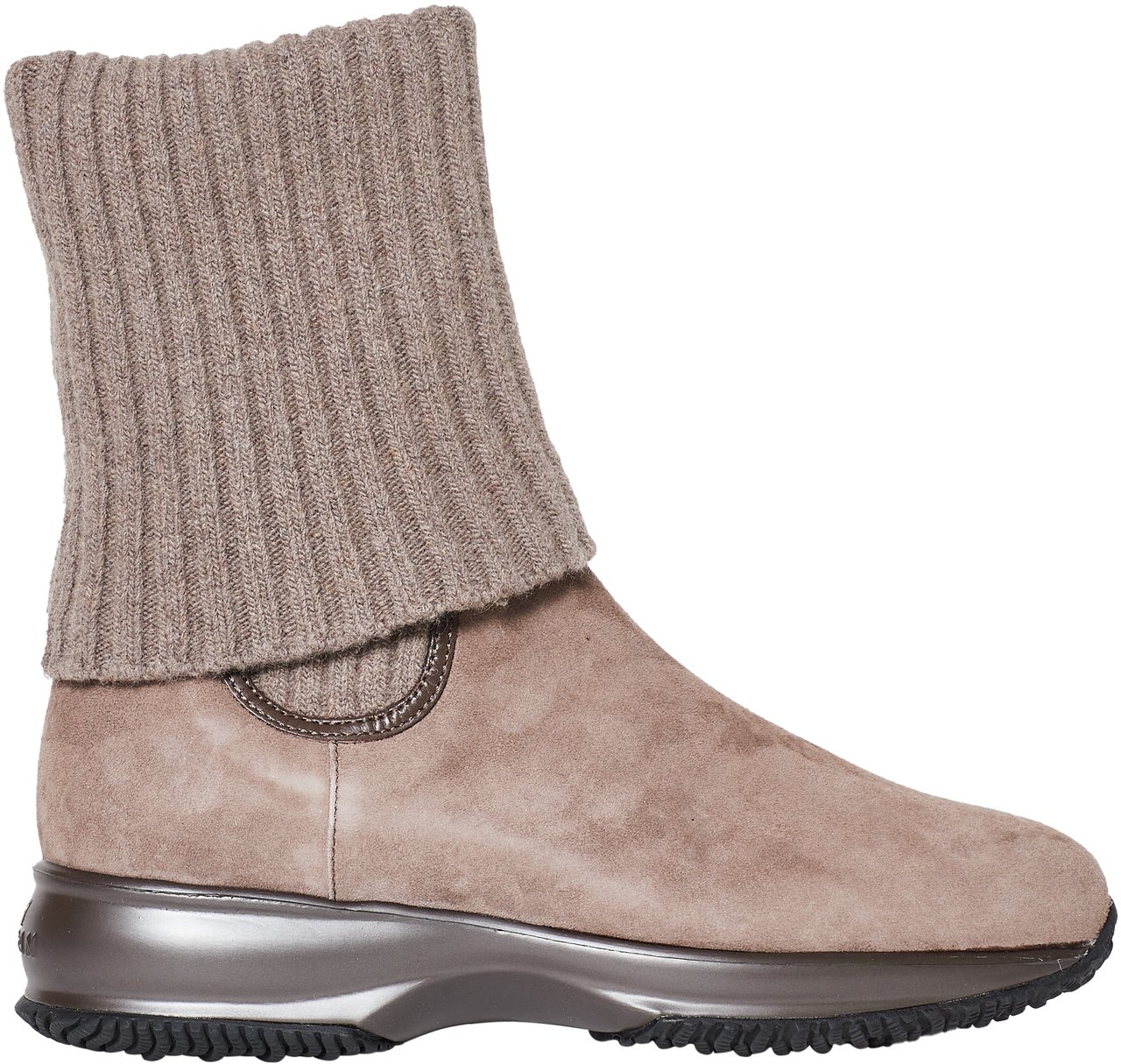 HOGAN Stivaletto in suede con gamba in maglia elastica Beige