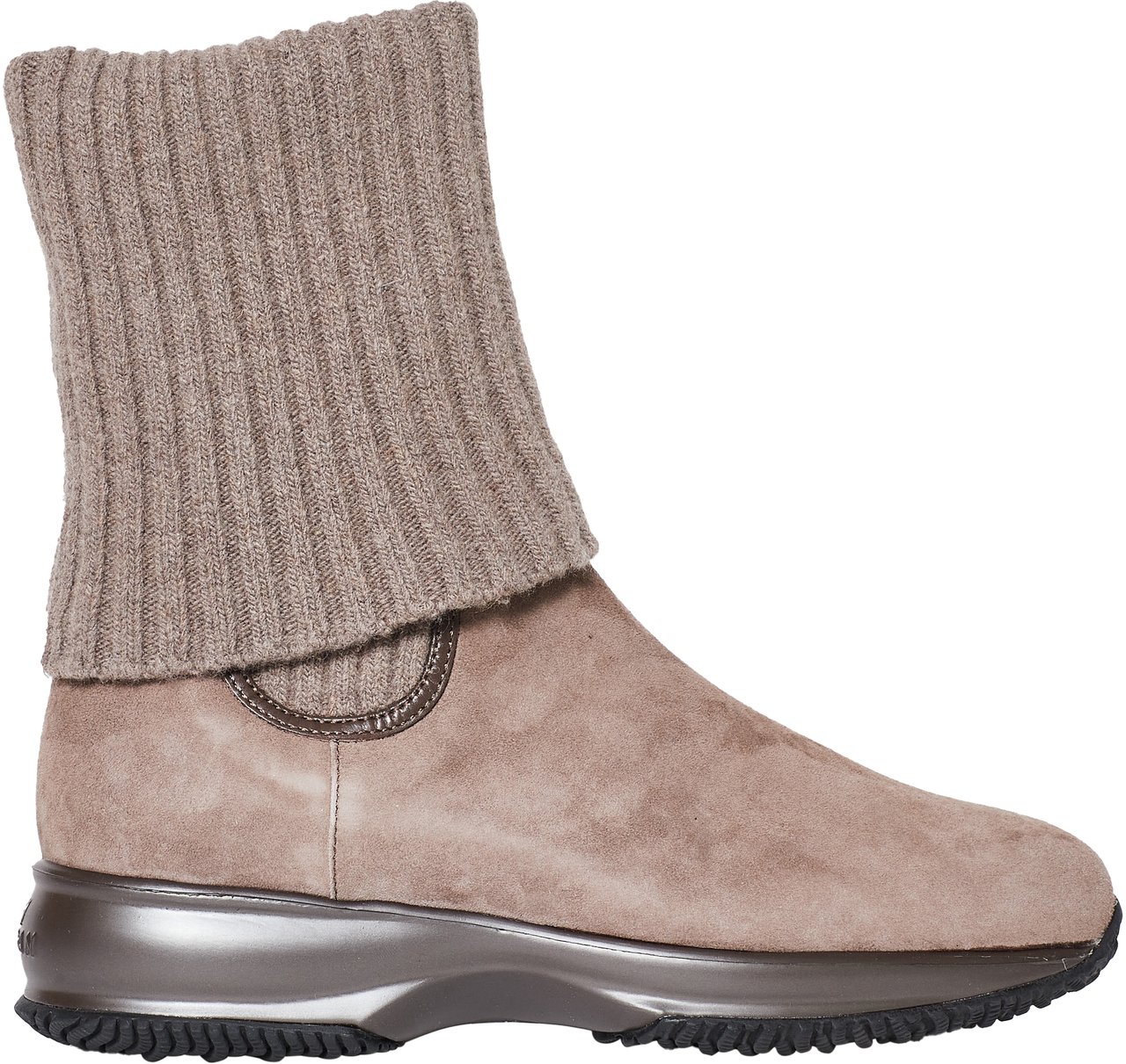 HOGAN Stivaletto in suede con gamba in maglia elastica Beige
