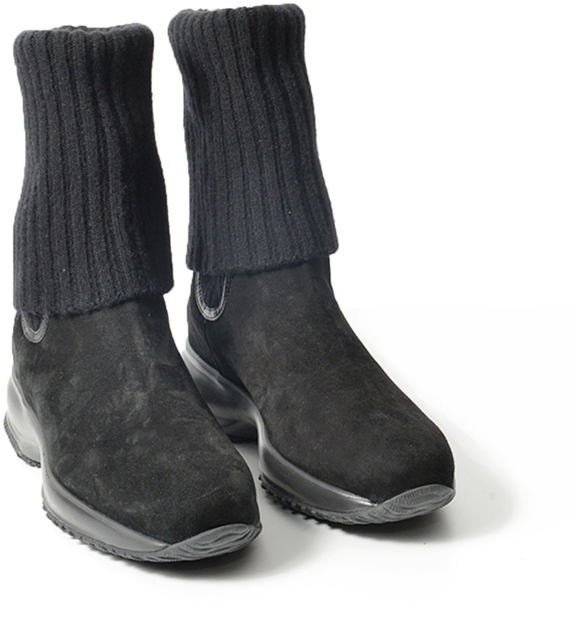 HOGAN Stivale in pelle scamosciata e maglia Zwart