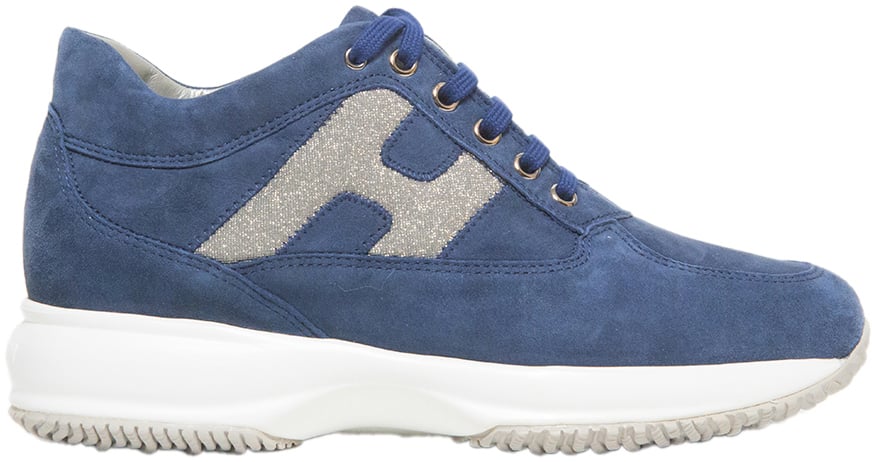 HOGAN Sneaker Hogan Interactive in suede blu e H laterale glitter Blauw
