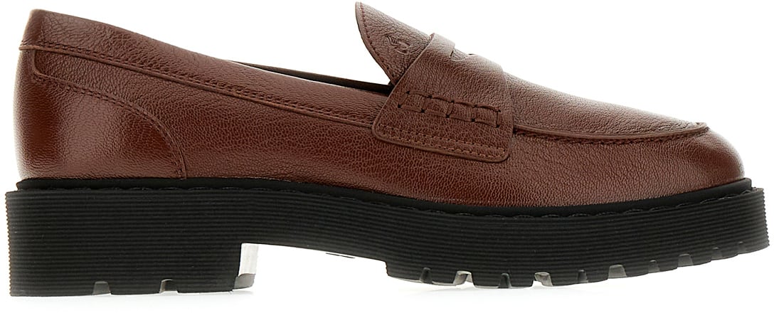 HOGAN HOGAN Brown leather loafers Bruin