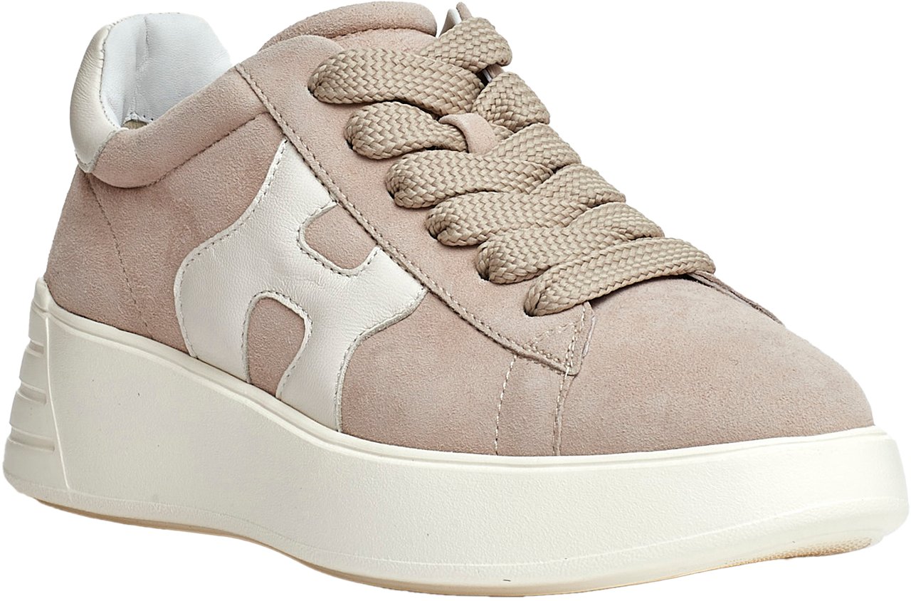 HOGAN Sneakers Rebel In Camoscio Beige H Bianca Beige