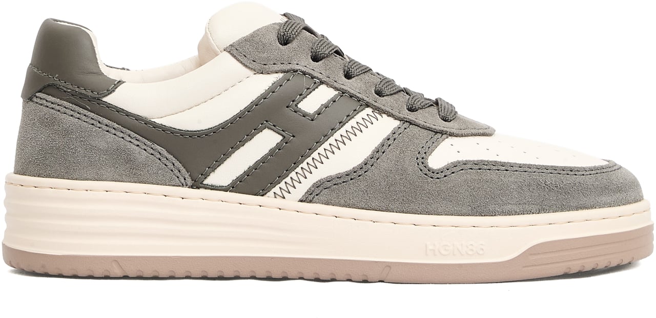 HOGAN Sneakers Basket Cam Grigio Pelle Bianco Grijs