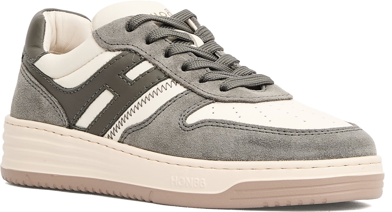 HOGAN Sneakers Basket Cam Grigio Pelle Bianco Grijs