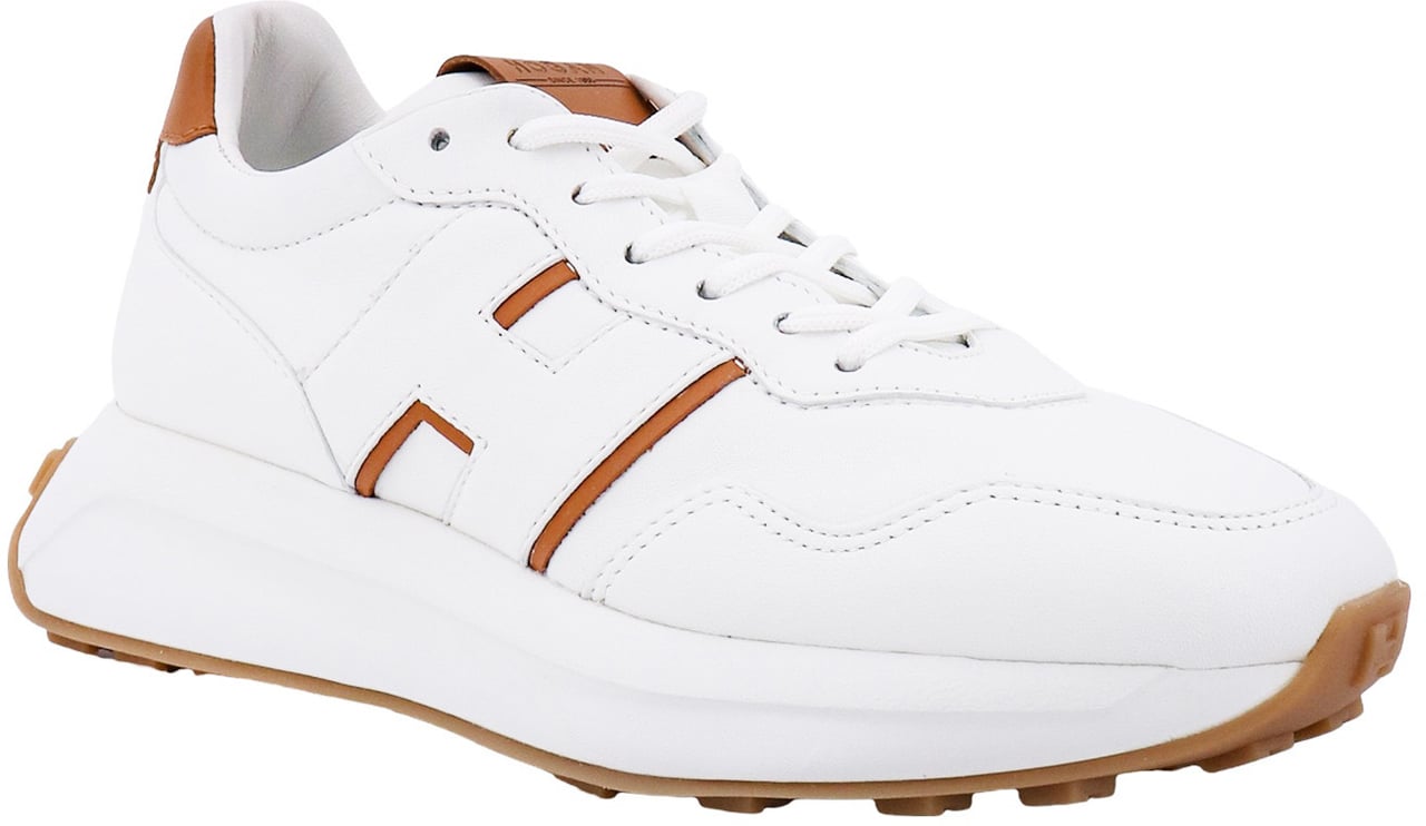 HOGAN Leather sneakers with contrasting profiles Wit