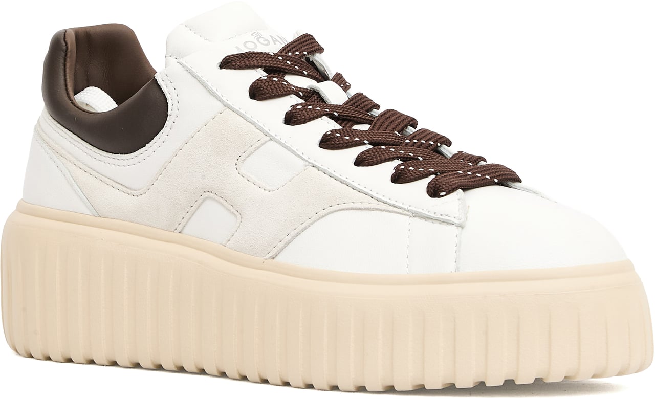 HOGAN Sneakers H Stripe Pelle Bianco Marrone Wit