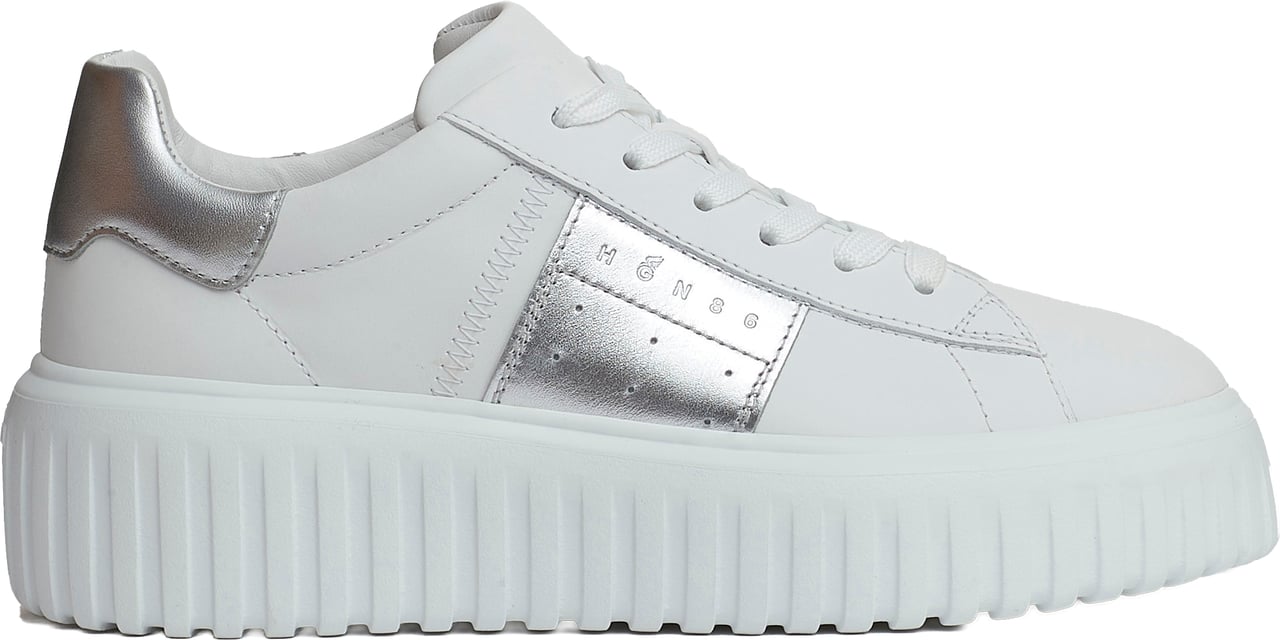 HOGAN H Stripes Pelle Bianco Argento Wit