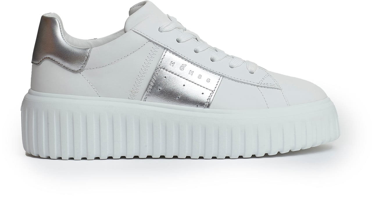 HOGAN H Stripes Pelle Bianco Argento Wit