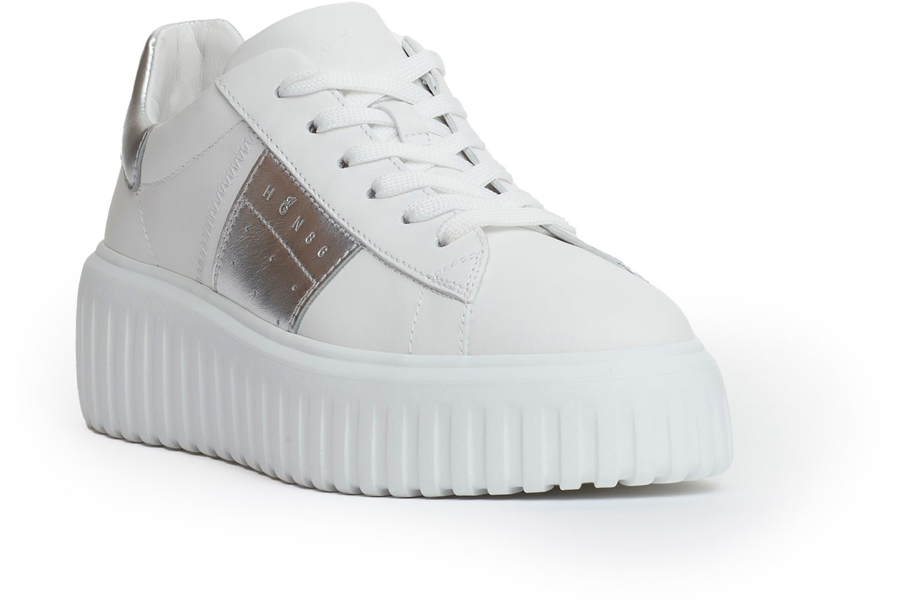 HOGAN H Stripes Pelle Bianco Argento Wit