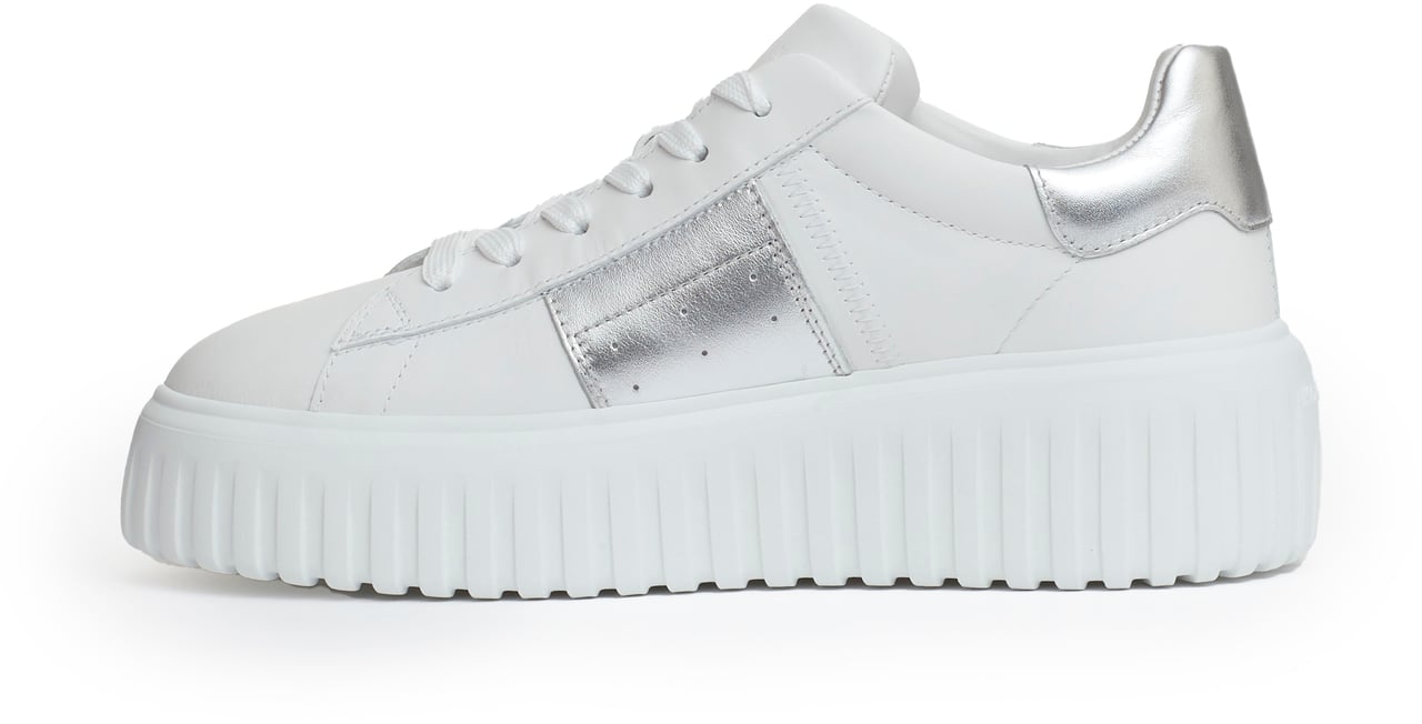 HOGAN H Stripes Pelle Bianco Argento Wit