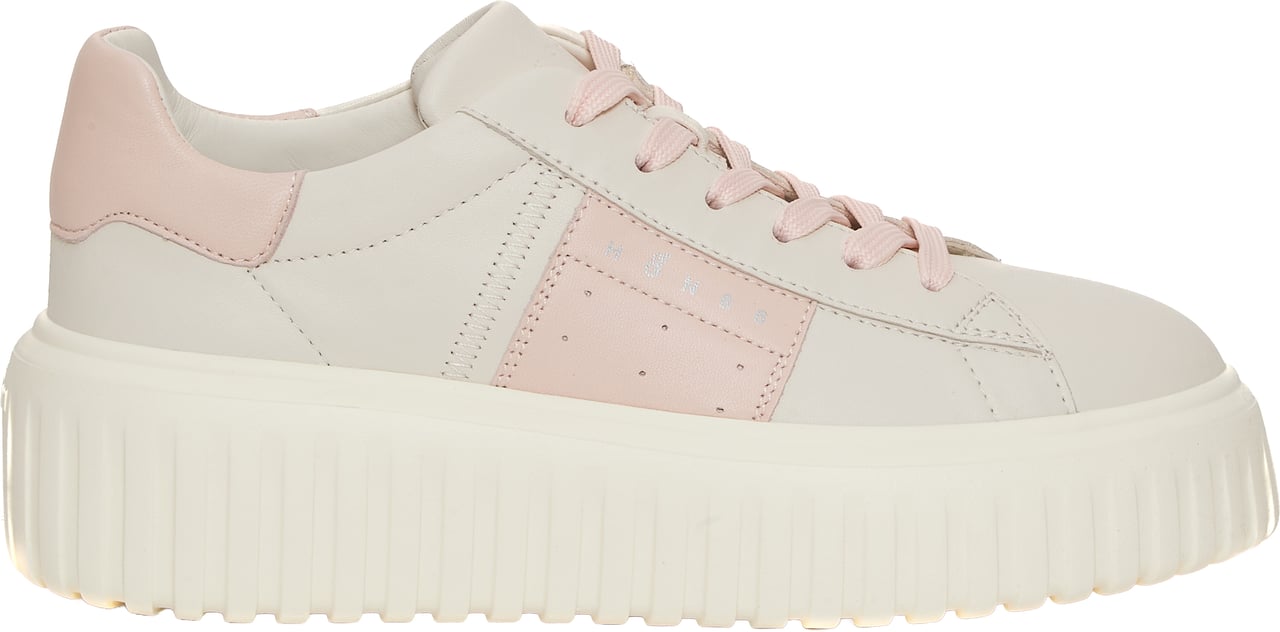 HOGAN H Stripes Pelle Bianco Banda Rosa Wit