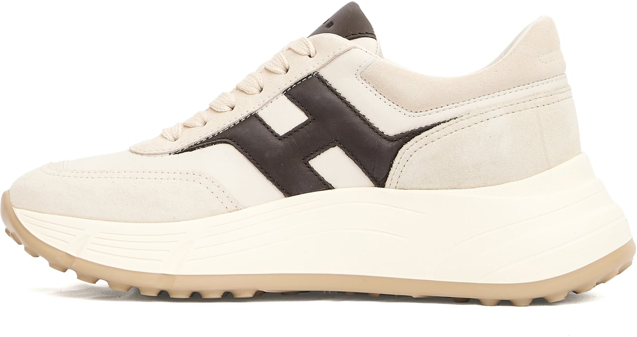 HOGAN Running H669 Hi Fi  Pelle Cam Bianco H Marrone Rood