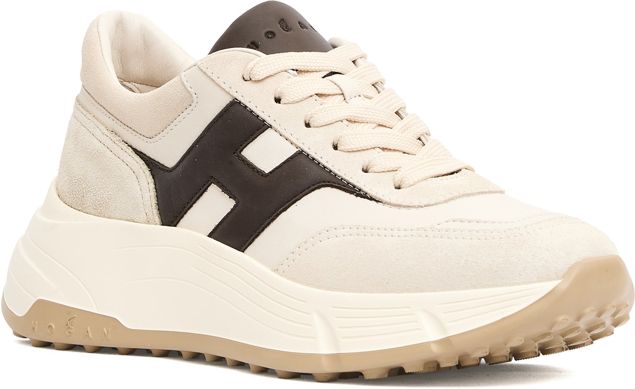HOGAN Running H669 Hi Fi  Pelle Cam Bianco H Marrone Rood