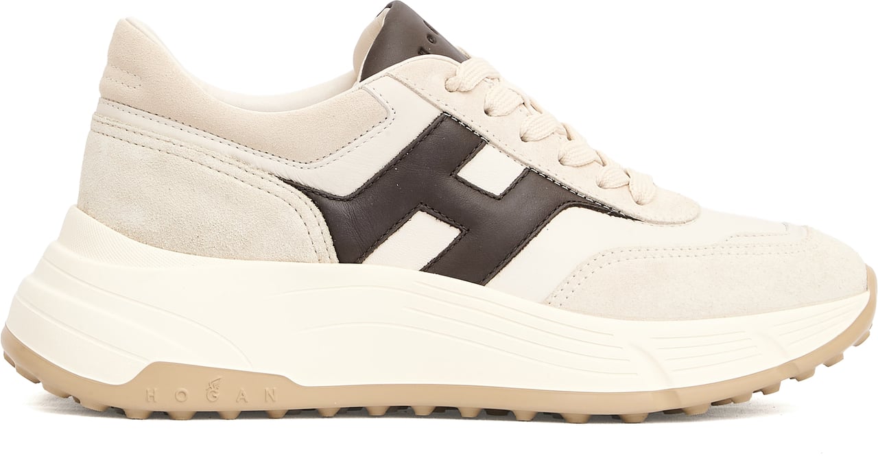 HOGAN Running H669 Hi Fi  Pelle Cam Bianco H Marrone Rood
