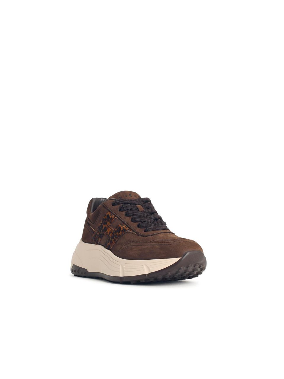 HOGAN Chunky Brown Sneakers with Leopard Detail Bruin
