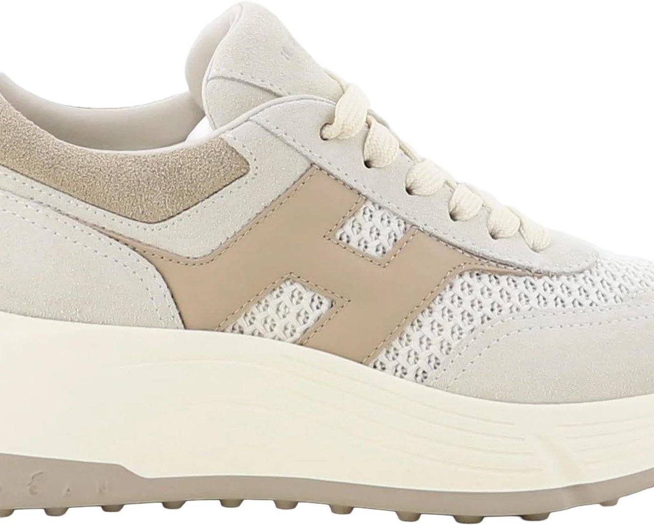 Hogan Dames H669 Allacciato H Tessuto sneakers Beige