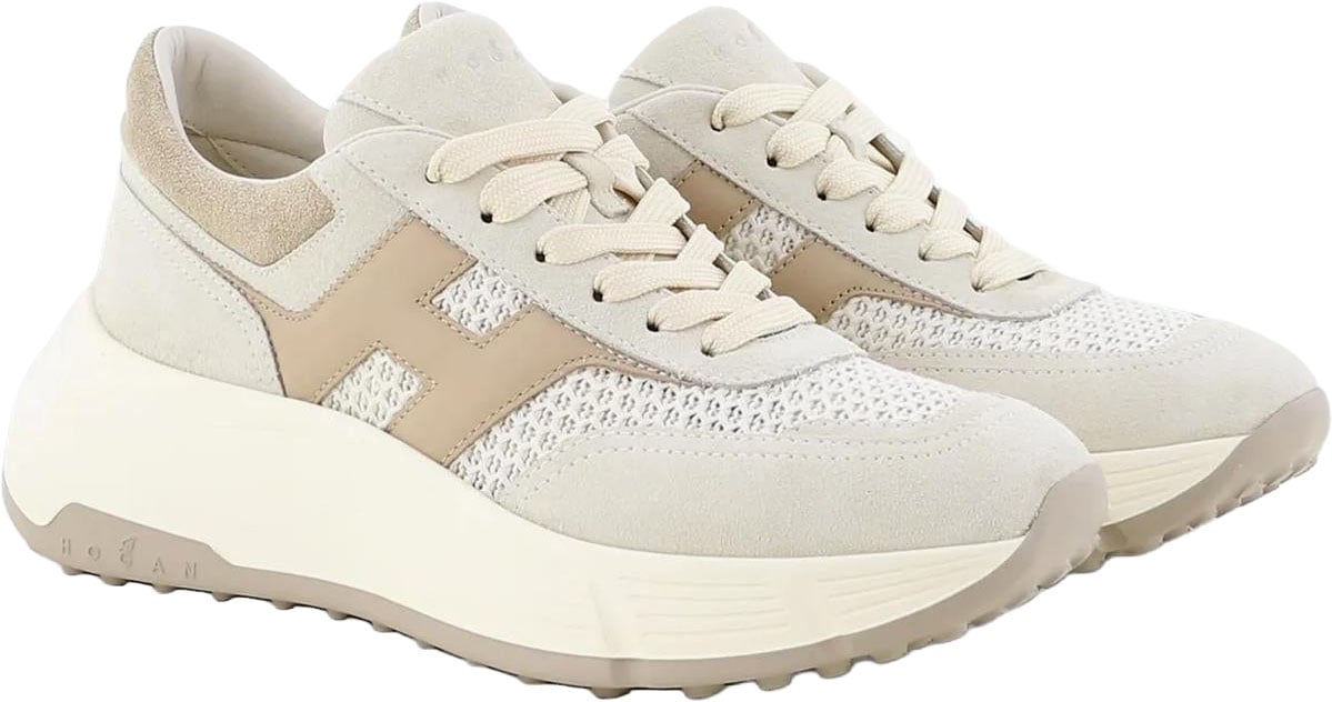 Hogan Dames H669 Allacciato H Tessuto sneakers Beige