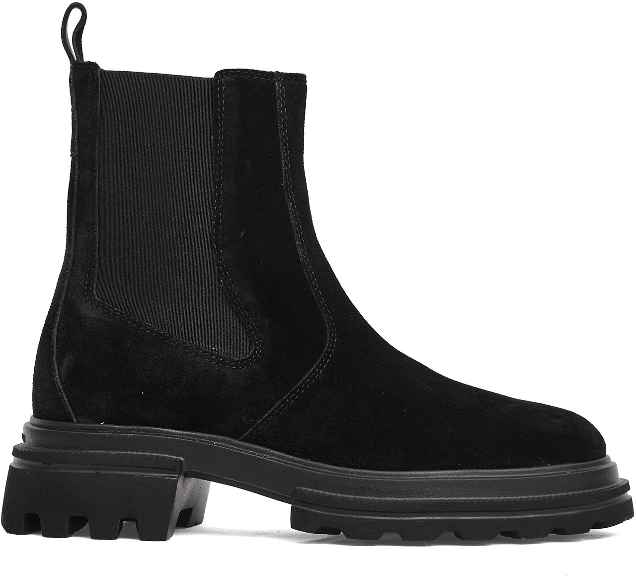 HOGAN Chelsea Camoscio Nero Fondo Carroarmato Zwart