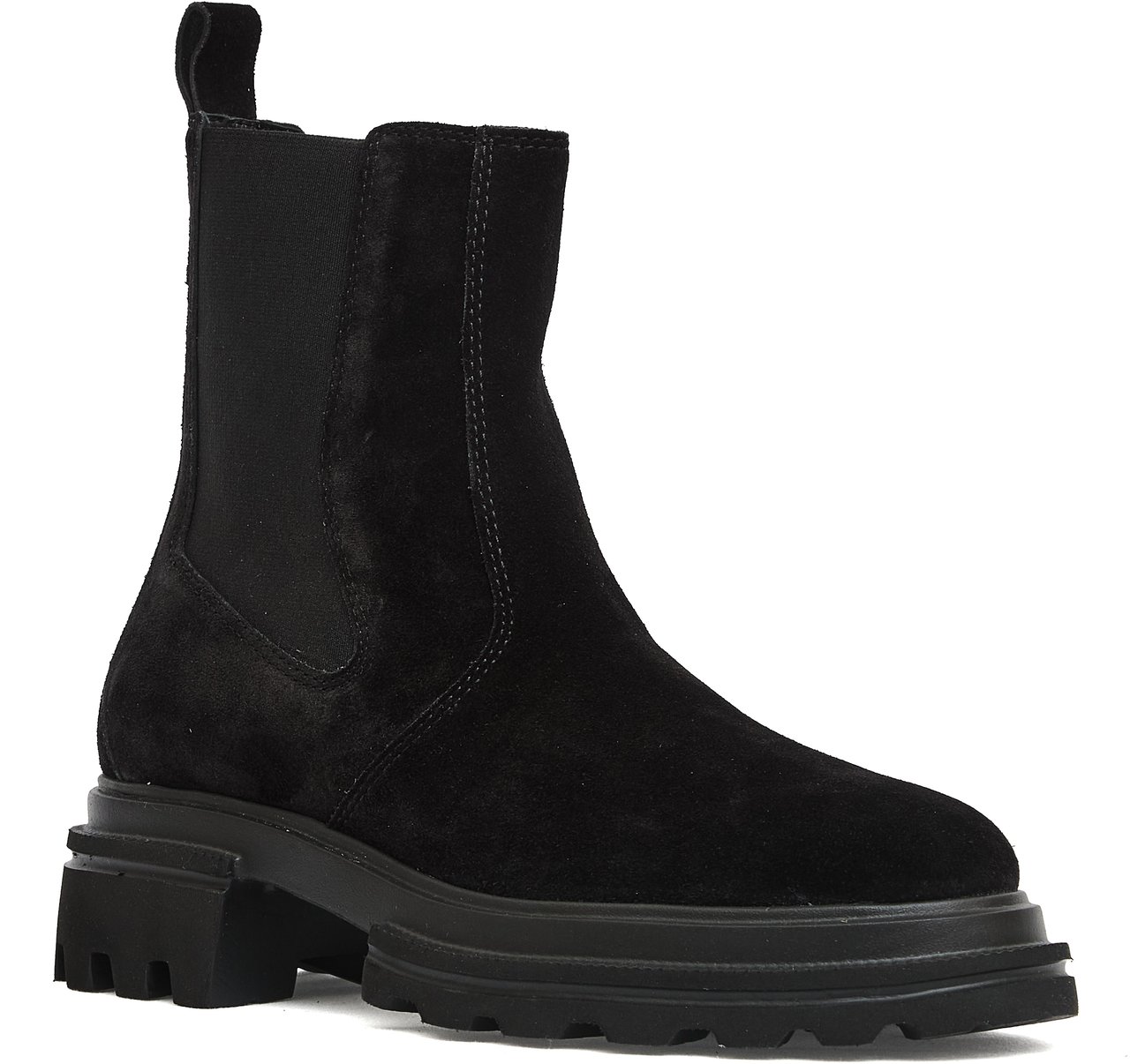 HOGAN Chelsea Camoscio Nero Fondo Carroarmato Zwart