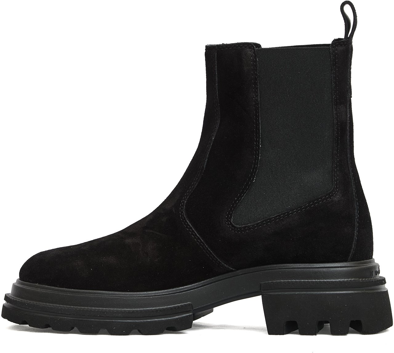HOGAN Chelsea Camoscio Nero Fondo Carroarmato Zwart