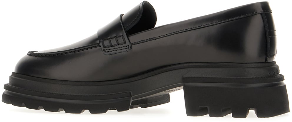 HOGAN HOGAN Black leather H674 loafers Zwart