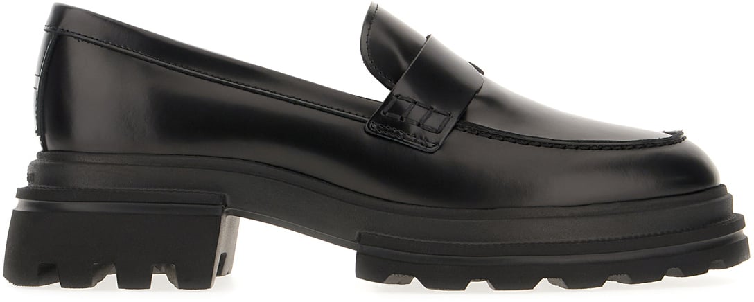 HOGAN HOGAN Black leather H674 loafers Zwart