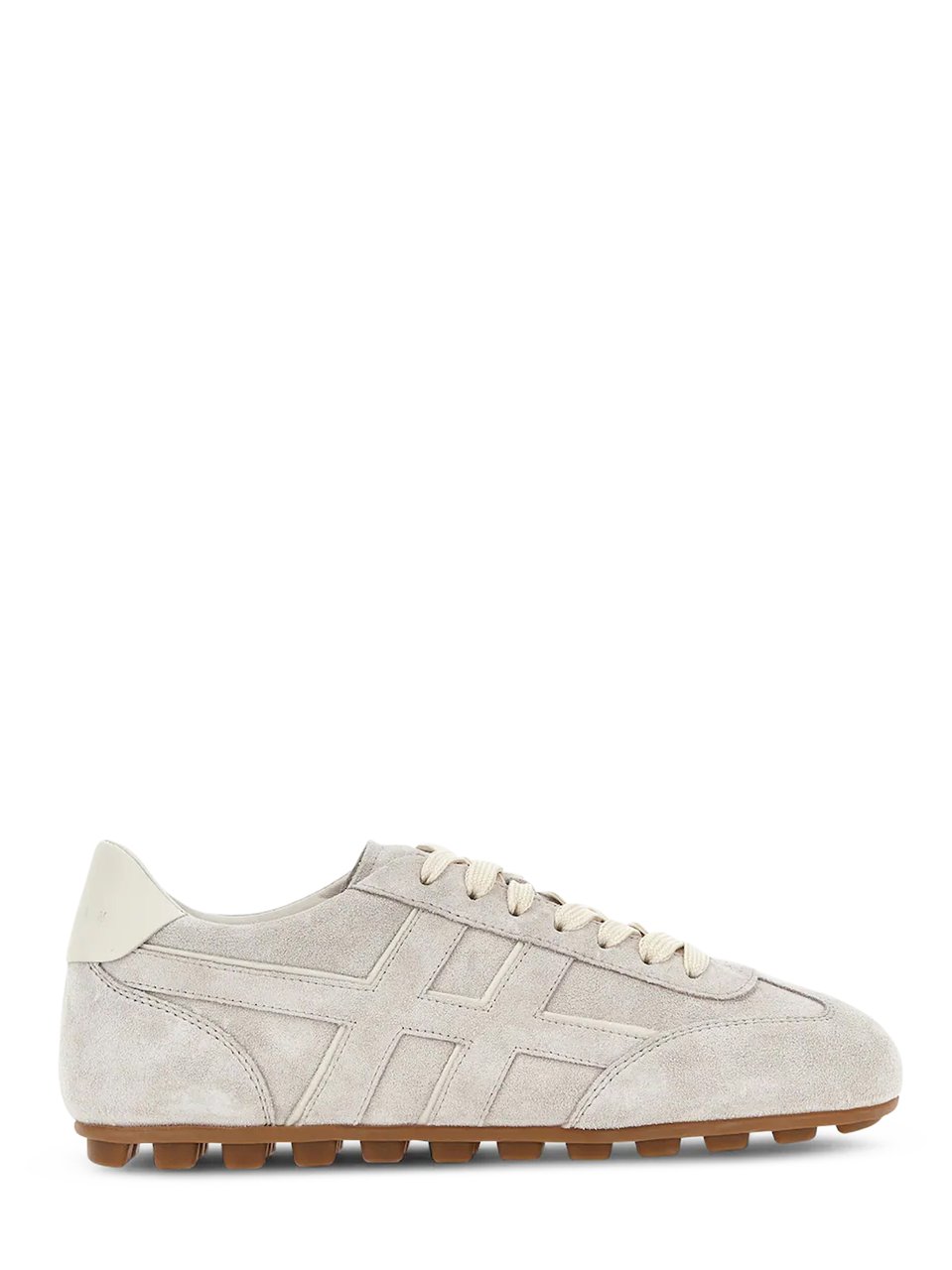 HOGAN Low-Profile Suede Calfskin Sneakers with Contrasting Rubber Sole Grijs