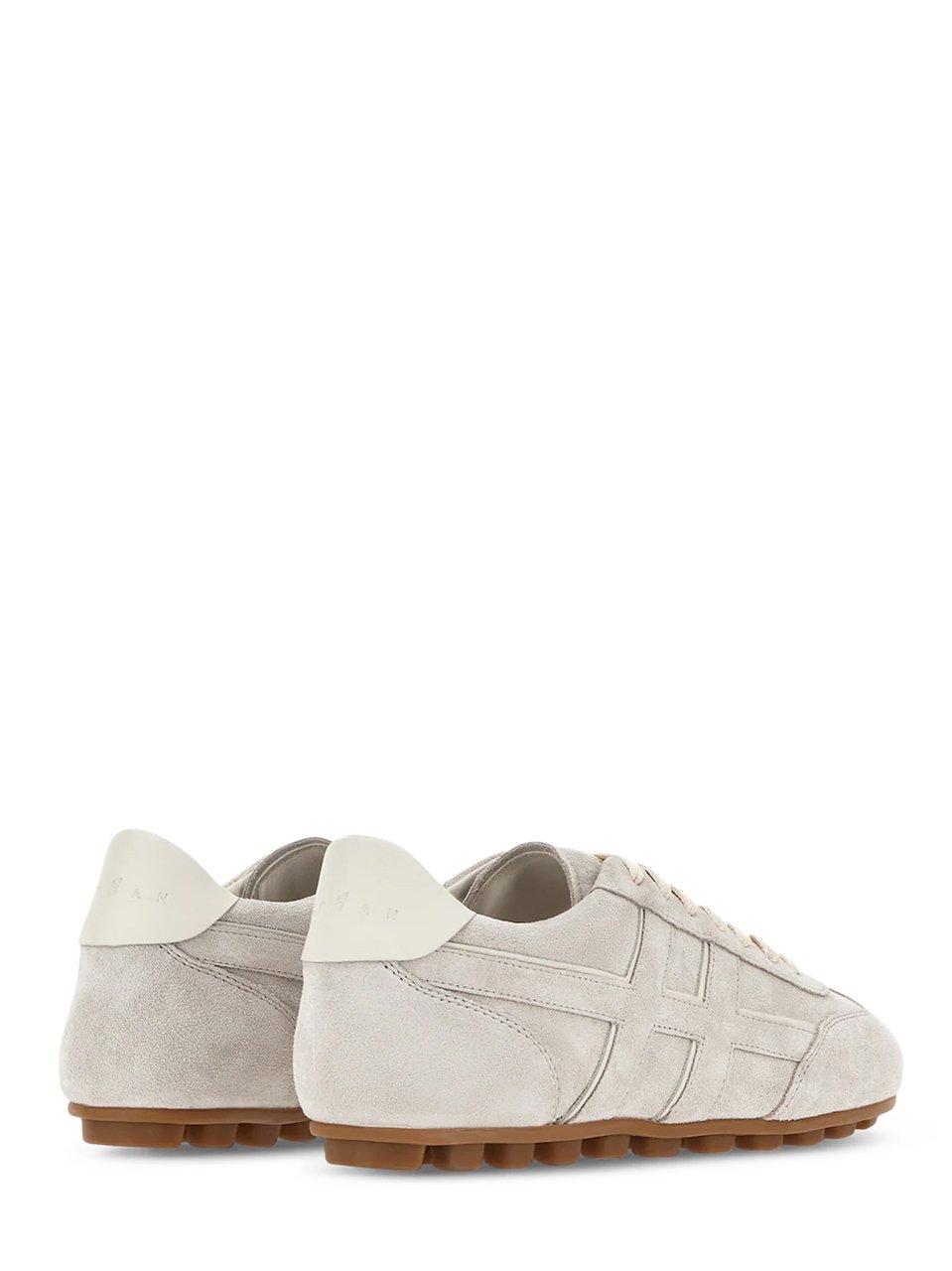 HOGAN Low-Profile Suede Calfskin Sneakers with Contrasting Rubber Sole Grijs